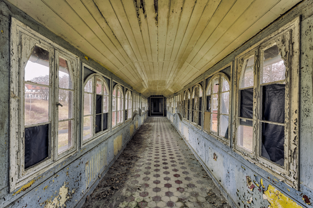 abandoned corridor in hospital
